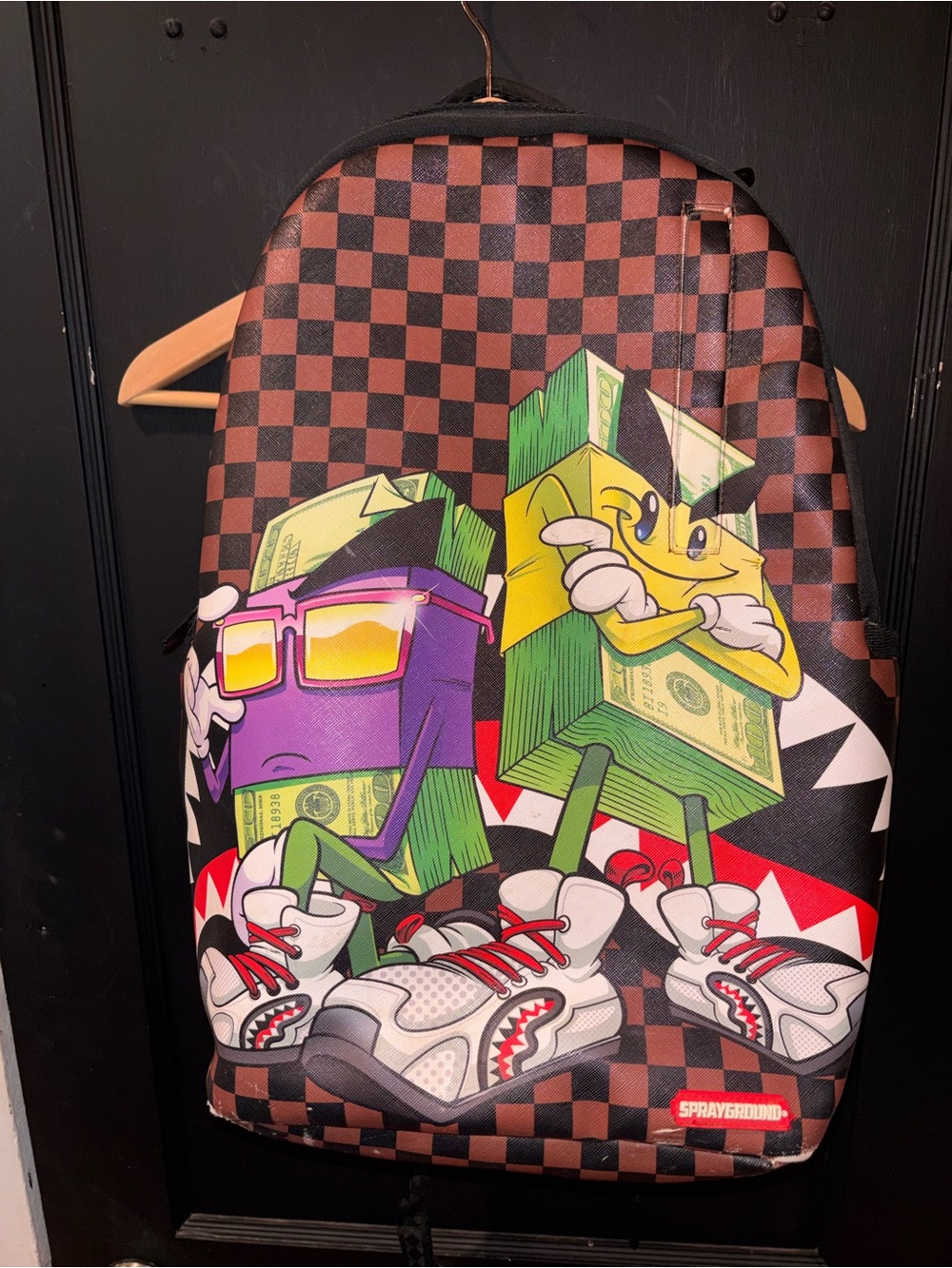 Sprayground Limited Edition Money Bear Shark Backpack Checkered